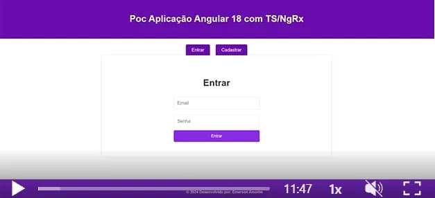 Tela de login da PoC Angular 18 com NgRx, parte do ecossistema multi-frontend com BFF
